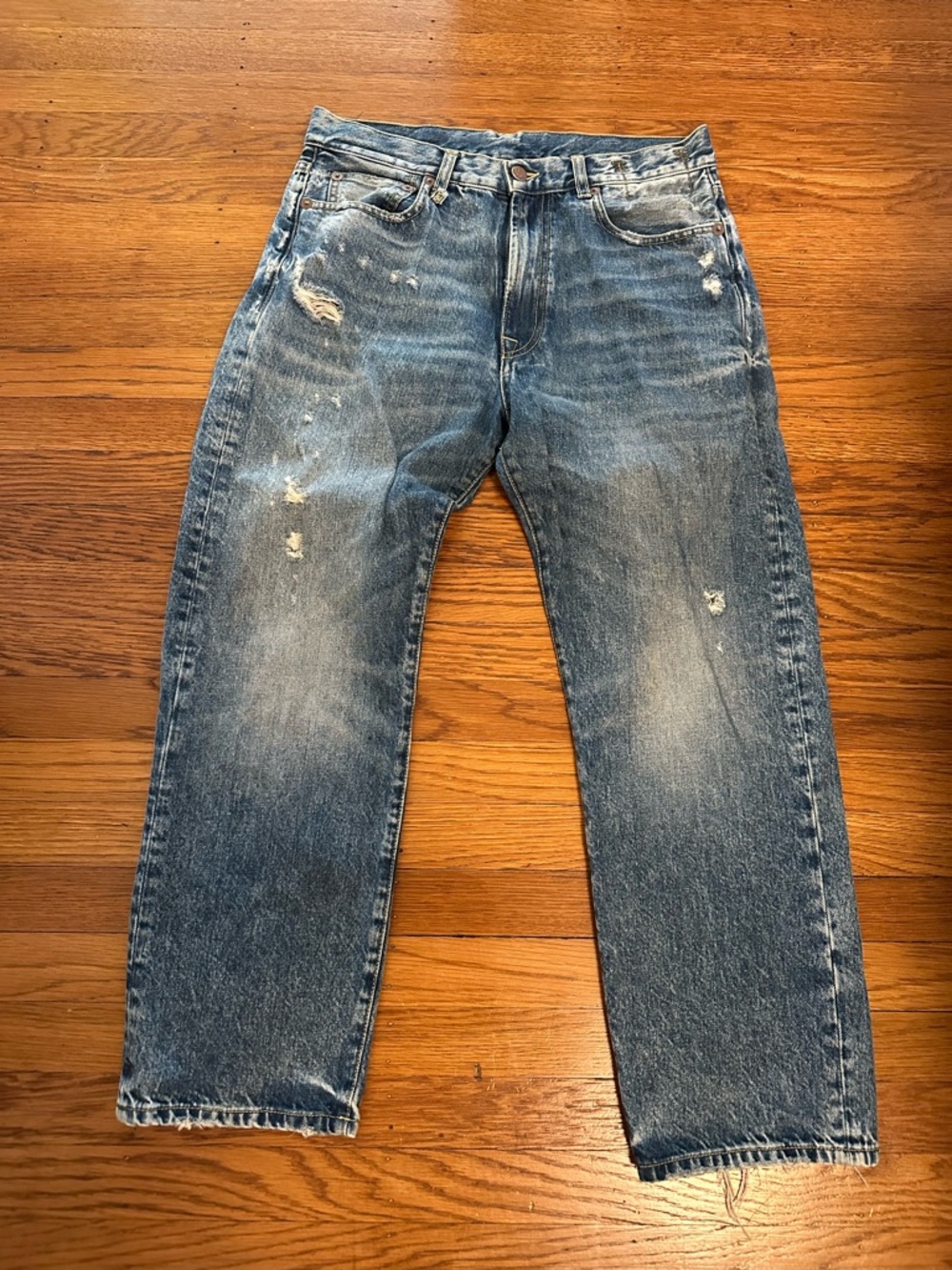 R13 Cotton Denim Distressed Boyfriend Jeans in Size 27 - Picture 2 of 4